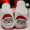 Santa Face Faux Rabbit Fur Slippers - Cream