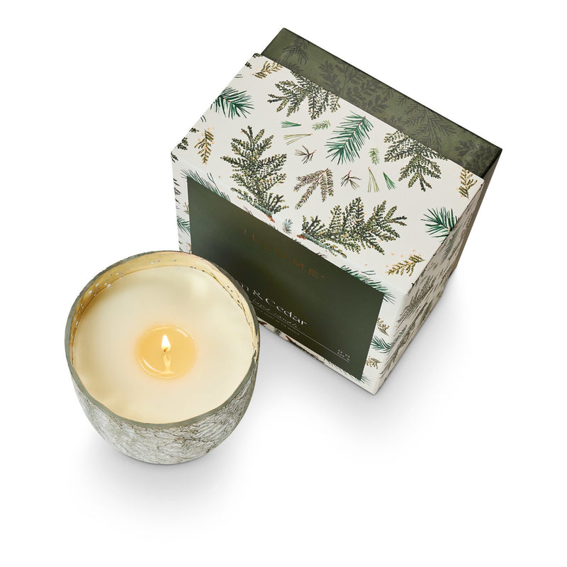 Illume Balsam & Cedar Large Boxed Crackle Glass Candle
