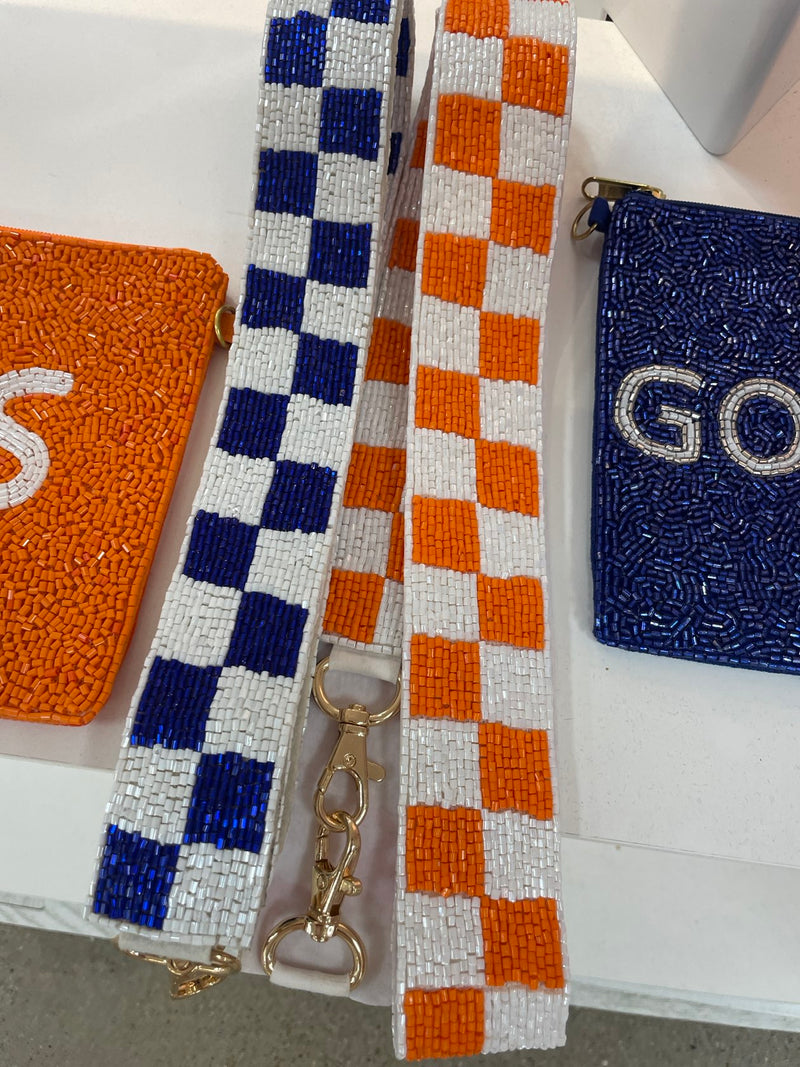Checkered End Zone Beaded Purse Strap
