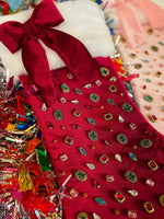 Brianna Cannon Bejeweled Velvet Christmas Stocking with Bow - Dark Berry Red