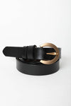 Gold Curved Buckle Waist Belt: Black