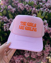 Girls Are Girling Trucker Hat: Pink