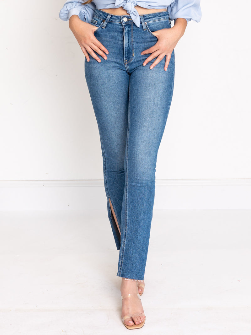 JBD High-Rise Side Slit Slim Straight Medium Wash Jeans