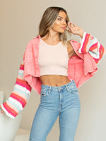 Amelie Distressed Pink Denim Jacket