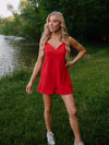 Hanna Red Pocketed Romper