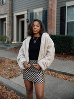 Mocha Checkered Faux Leather Mini Skirt