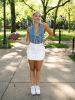 Joanna Gingham Halter Crop Top