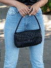 Melrose Woven Shoulder Bag- Black
