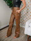 Dawn Faux Leather Pants-Brown