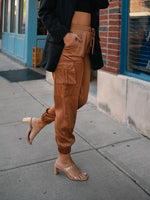 Jane Satin Joggers-Carmel