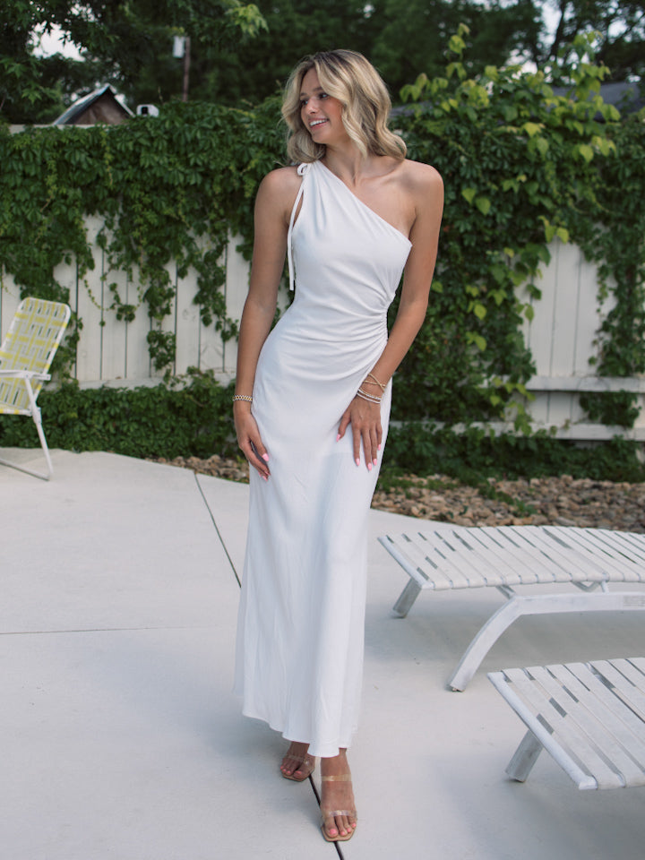 Bailee One Shoulder Maxi Dress - White