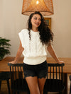 Joslynn Cable Knit Sweater Vest- White