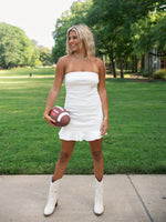 Camryn Denim Mini Dress- White