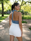 Joanna Gingham Halter Crop Top