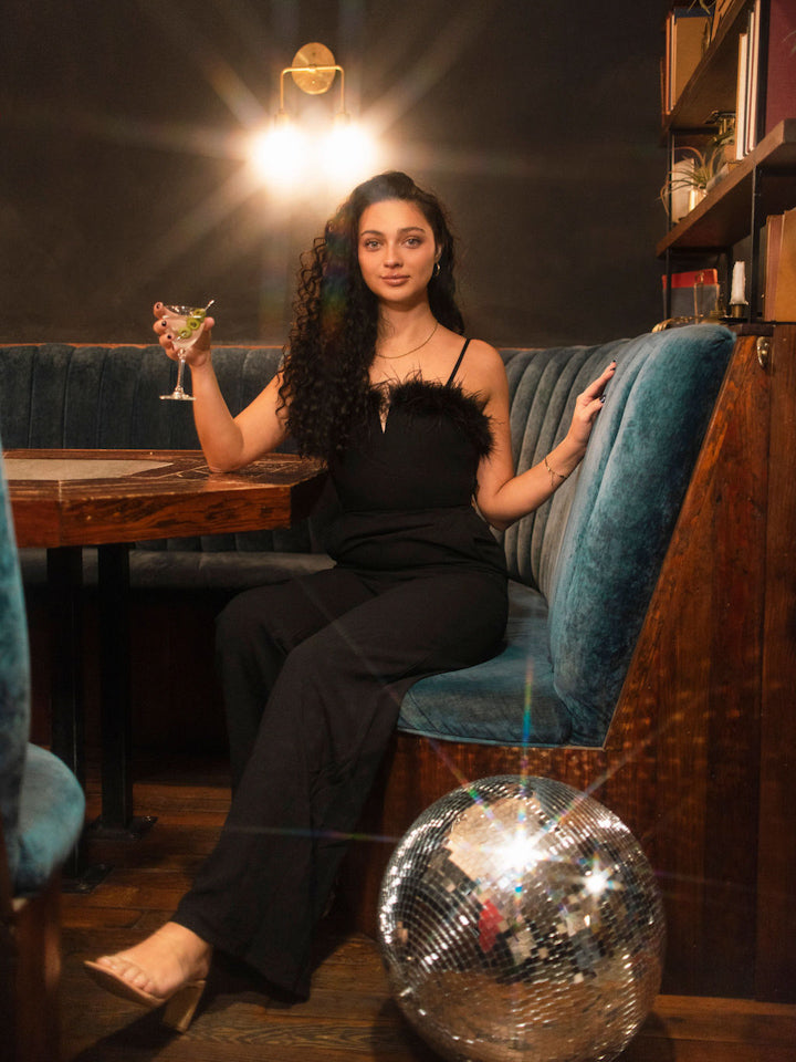 Life of the Party Feather Jumpsuit