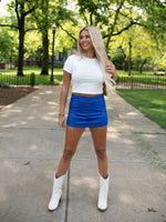 Mily Low Rise Mini Skirt-Blue