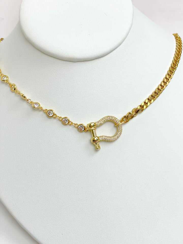 Horseshoe Clasp Split Chain Necklace