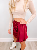 Deep Red Satin Skirt