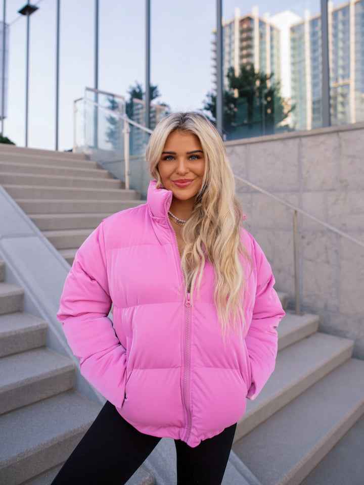 Catch My Drift Puffer Jacket - Pink