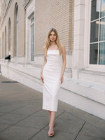 Ashton Strapless Midi Dress - White
