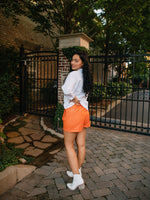 Frankie Faux Leather Shorts- Orange