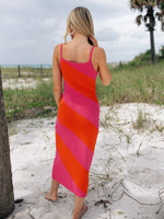 Pink and Orange Stripe Maxi Dress