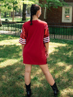 Sequin Game Day Oversized Jersey, Crimson & White