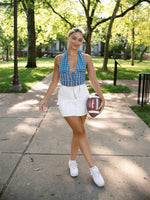 Joanna Gingham Halter Crop Top