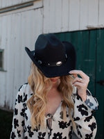 Cowgirl Hat - Black Suede