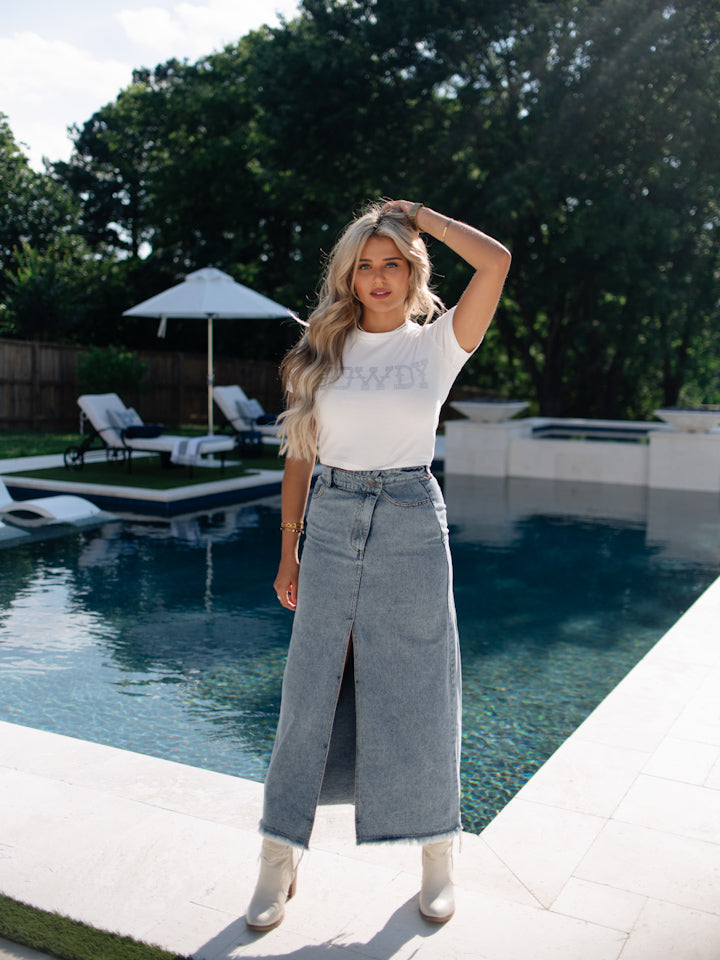 Howdy Short Sleeve Cropped Tee - White