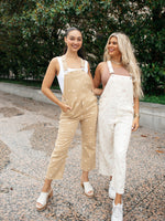 Sand Daisy Embroidered Overalls
