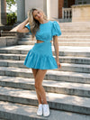 Rebel Yell Puff Sleeve Cut-out Dress