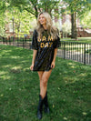Sequined Game Day Oversized Jersey-Black & Gold