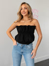 Penelope Ruffled Bandeau Top- Black