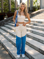 Wildcat Blue and White Color Block Jeans
