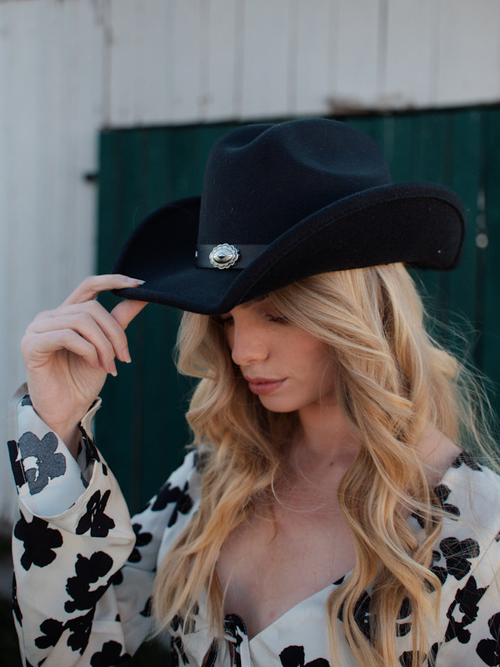 Cowgirl Felt Hat - Black