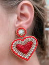 'Thundering Heart' Beaded Earrings - Red