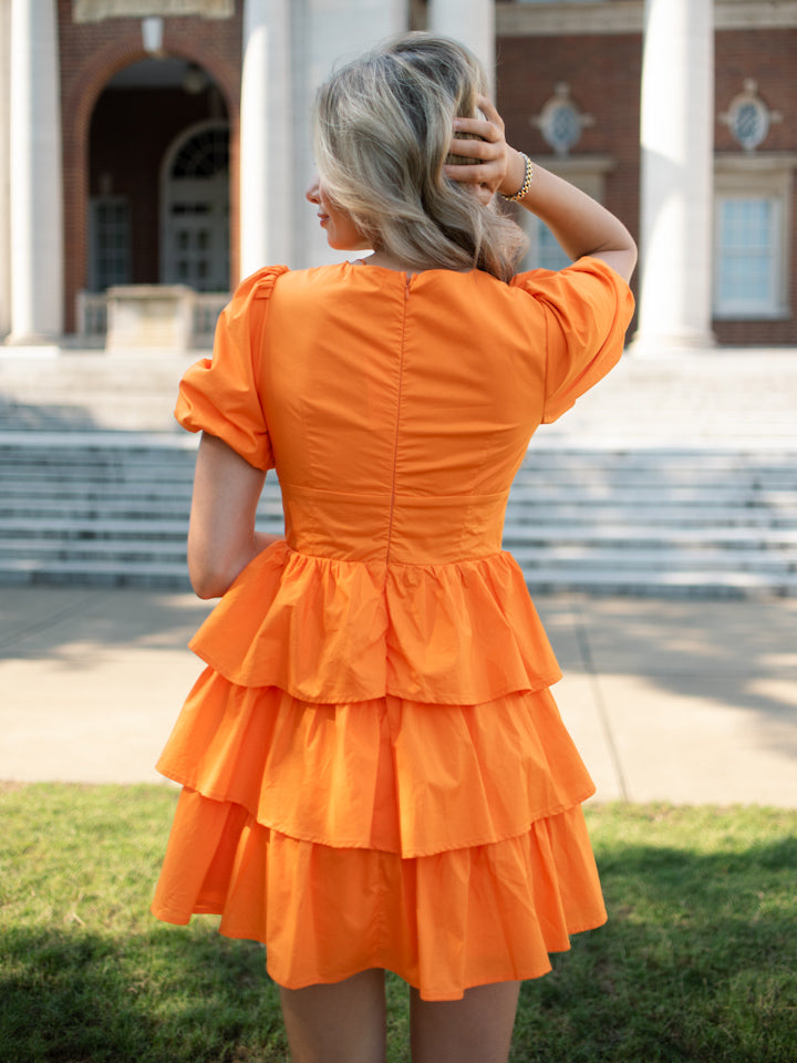 Orange Crush Ruffle Mini Dress