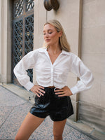 Dreamscape White Button Up Crop Top