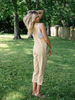 Sand Daisy Embroidered Overalls