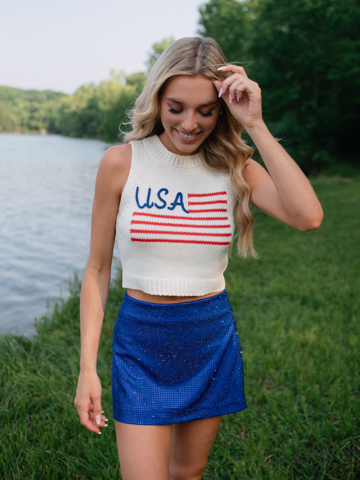 Mily Low Rise Mini Skirt-Blue