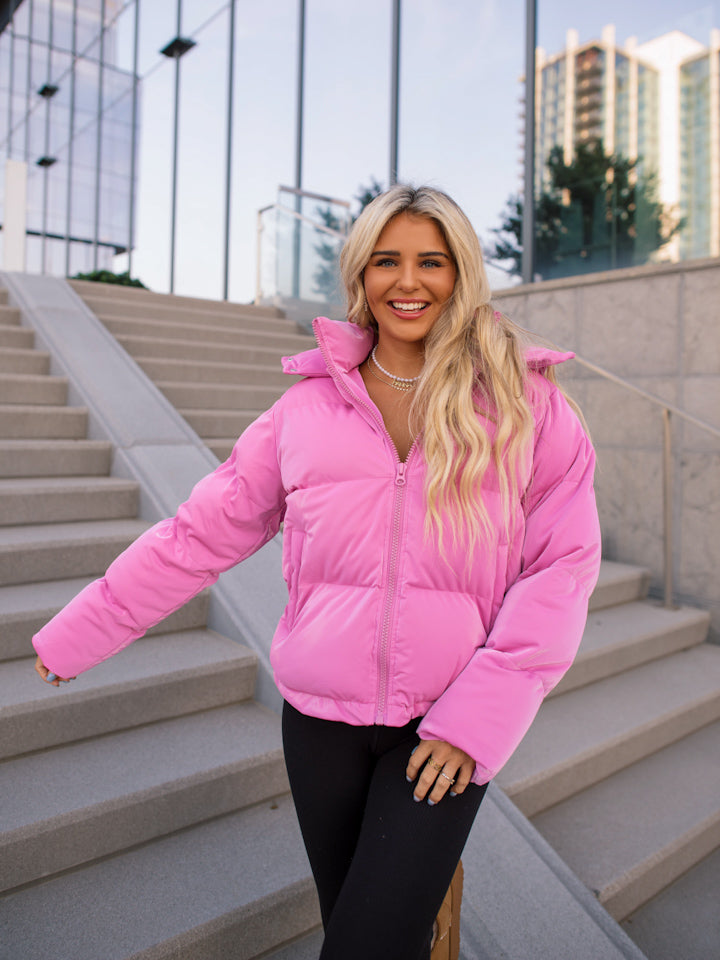 Catch My Drift Puffer Jacket - Pink