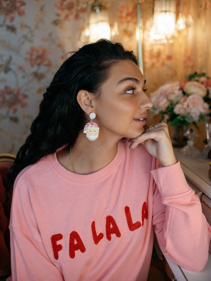 Santa Earrings, Pink