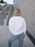 White Out Sweater With Quilted Sleeves