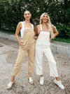 Sand Daisy Embroidered Overalls