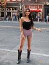 Maryl Rhinestone Shorts - Burgundy