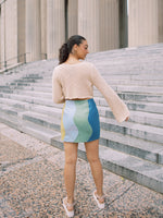 Darci Faux Leather Color Block Mini Skirt