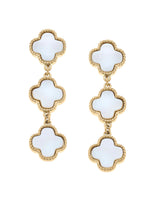 White and Gold Clover Earrings