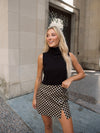 Mocha Checkered Faux Leather Mini Skirt