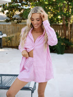 Pink and White Striped Two-Piece Set